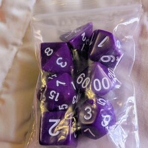 7 Die Set RPG Purple Polyhedral Dungeons And Dragons Or AD&D Pathfinder